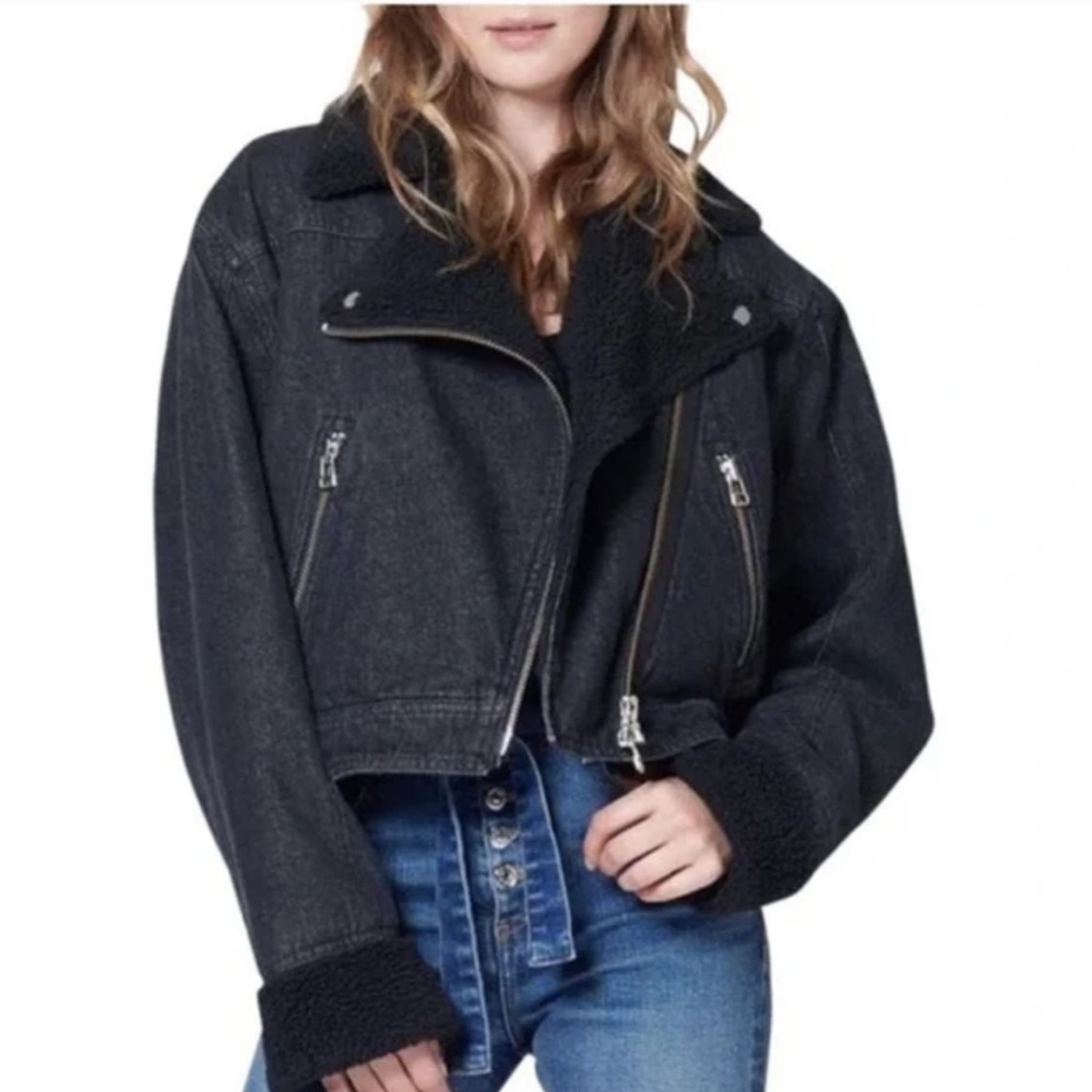 Veronica Beard "Rosina" moto-style denim jacket RETAIL 495